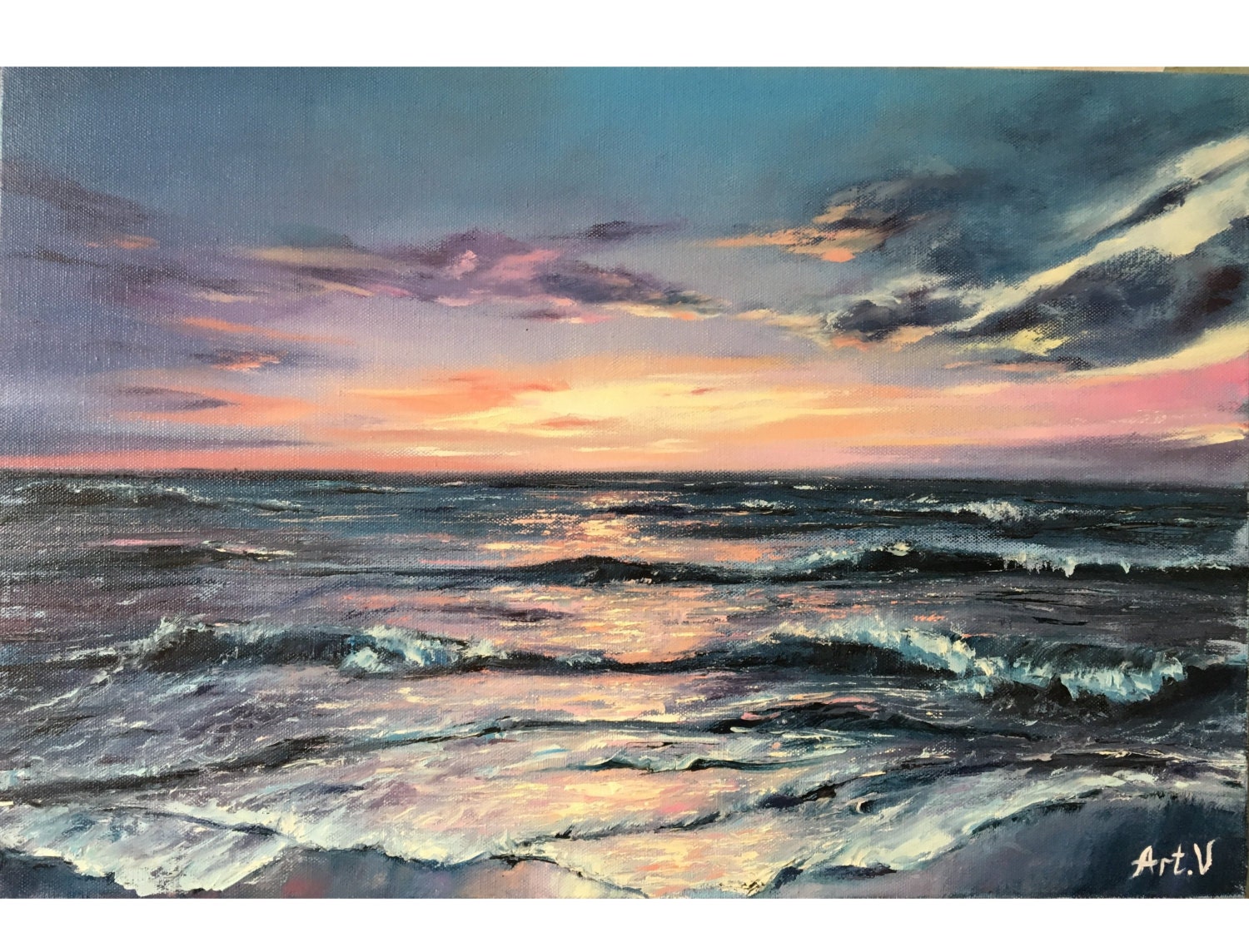 Öl-Malerei Gemälde Landschaft Meer Bild-Kunst Leinwand | Etsy