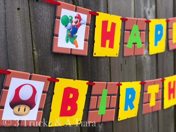 Download Banners Signs Super Mario Birthday Banner Paper Party Supplies