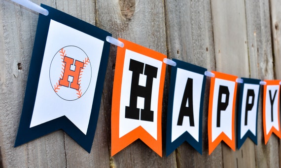 Astros Birthday Banner Baseball Birthday Party Banner Houston Etsy
