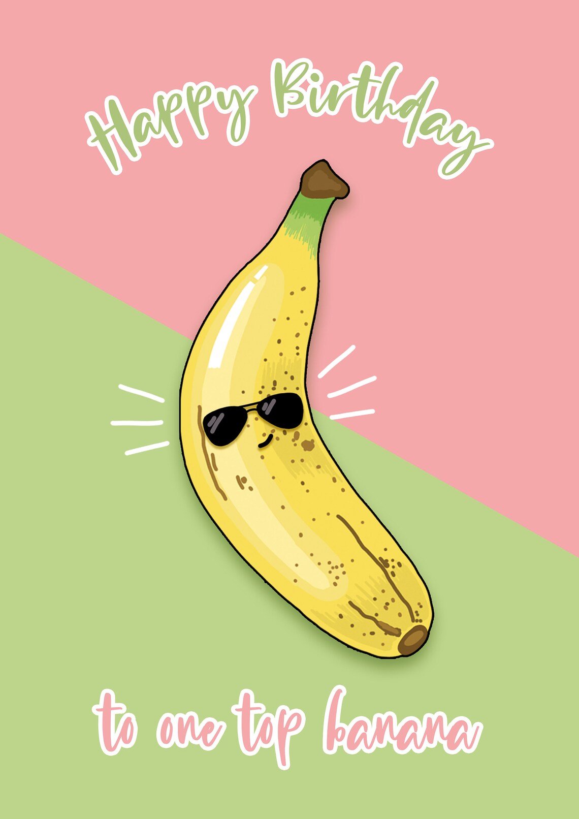 Birthday Card/happy Birthday to One Top Banana/fruit Card/card Etsy