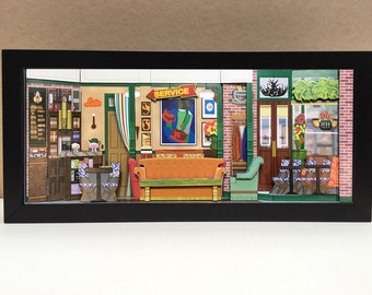 Central Perk - Friends themed gifts, Friends TV Show Gifts, Friends Memorabilia, Friends show gifts, Diorama, Diorama Art, Unique Wall Art