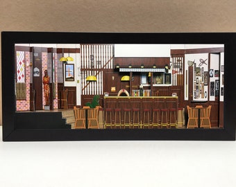 Cheers themed gifts, Cheers TV Show Gifts, Cheers Memorabilia, Cheers show gifts, Diorama, Diorama Art, Unique Wall Art