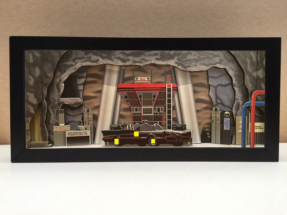 Bat Cave - 1960's Crime Fighter TV Show Gifts, Dynamic Duo Memorabilia, Caped Crusader Gifts, Diorama, Artwork