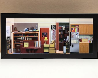 Big Bang Theory themed gifts, Big Bang TV Show Gifts, Big Bang Memorabilia, Big Bang show gifts, Diorama, Diorama Art, Unique Wall Art