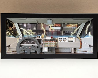 Cadeaus met het thema Back To The Future, Back To The Future-cadeaus, Back To The Future memorabilia, diorama, dioramakunst, unieke muurkunst