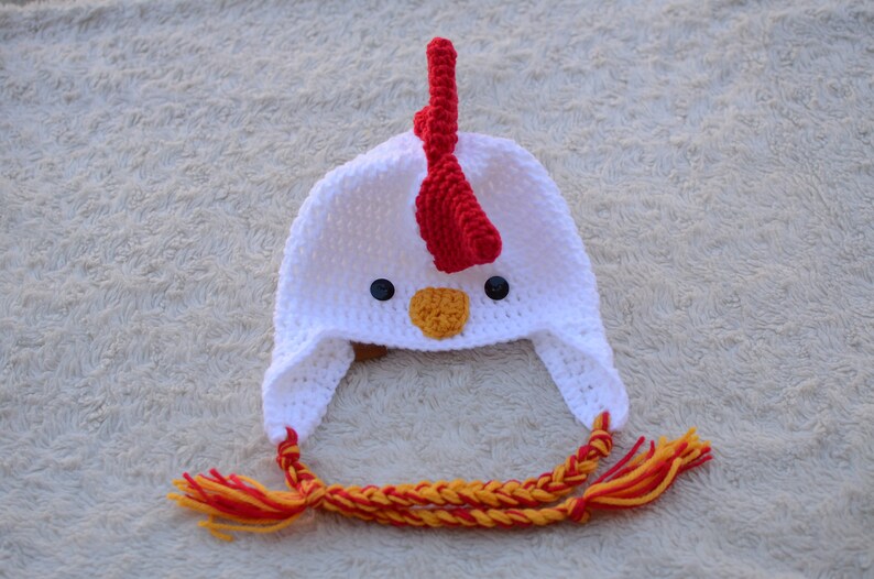 Rooster / Chicken Crochet Beanie Hat Yellow Chick White | Etsy