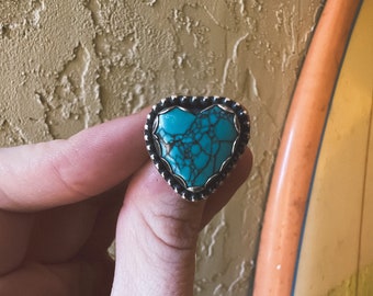 Turquoise heart ring // SIZE 6.5