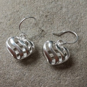 Sterling silver filigree heart earrings