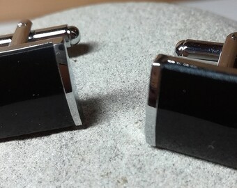 Silver plated modern style retangle cufflinks