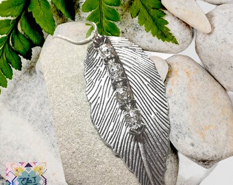 Tibetan Silver feather pendant necklace