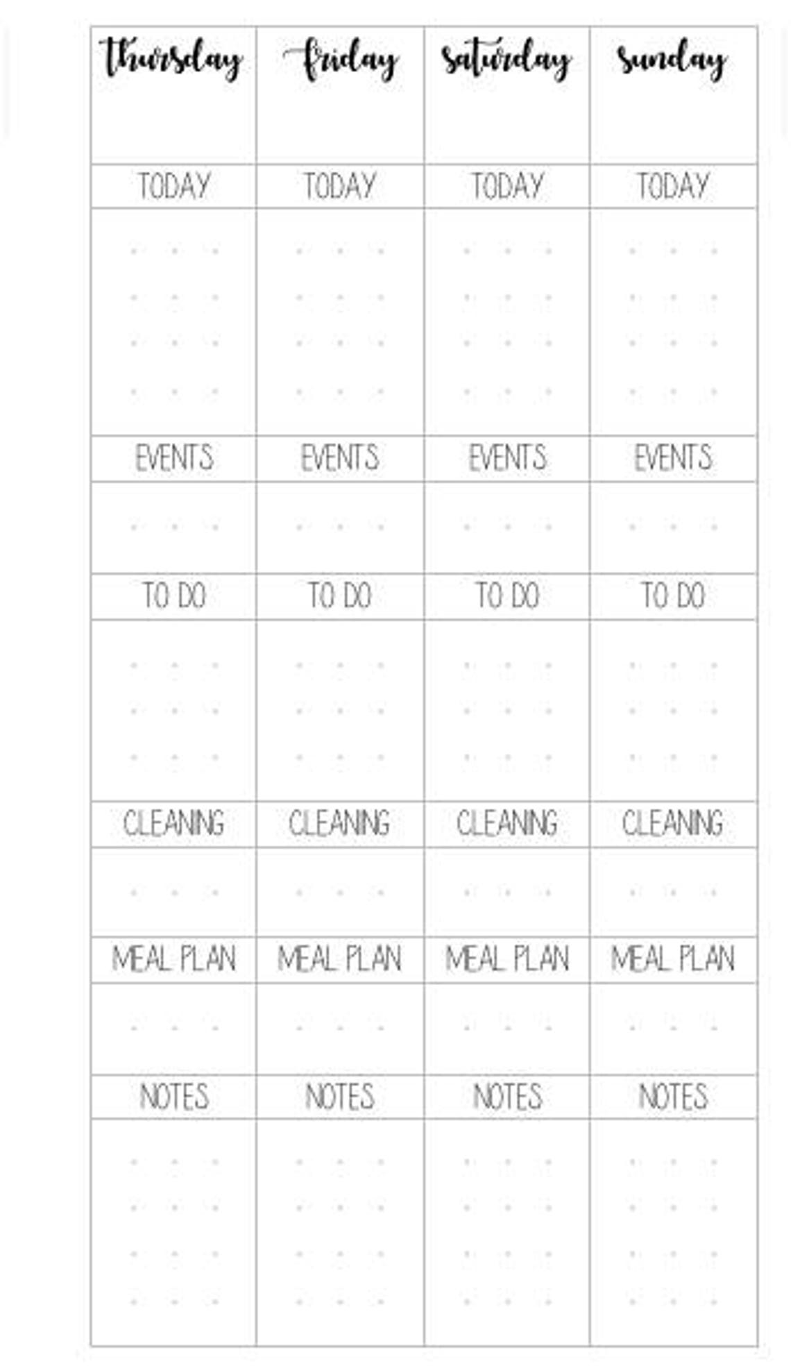 Digital Personal Size Undated Bujo Dot Grid WO2P Inserts Etsy