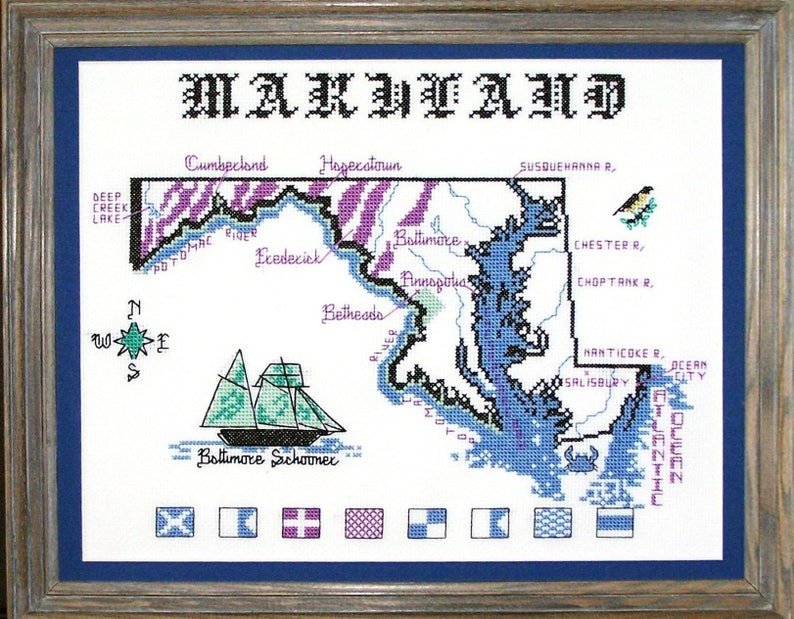 MARYLAND STATE Cross Stitch Chart Pack Etsy