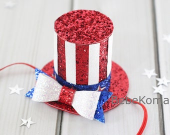 July 4th headband,Patriotic Headband,Memorial day headband, July 4th hat, 4th of July headband, Patriotic top hat, Red White Blue Headband,