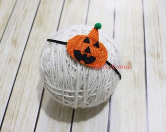 Halloween headband, Pumpkin headband, Baby headband, Halloween hair accessories, Pumpkin hair bow, Orange headband