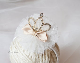 tiara headband, crown headband, girls tiara, girls crown, pink crown, ivory crown, girls crown headband, baby crown headband