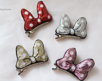 Minnie Mouse Bow, Minnie Mouse Hair Clip, Girls Disney Hair Clip, Girls Mouse Headband, Girls Minnie Mouse Party Bow, Girls 1st Birthday Bow