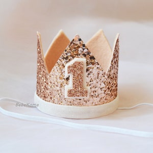 birthday crown, 1st birthday hat, felt crown, Glittery Birthday Crown, Birthday Crown, cake smash, 1st birthday, birthday girl, birthday boy image 1