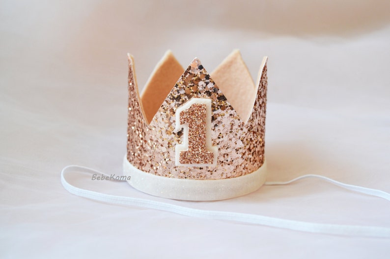 birthday crown, 1st birthday hat, felt crown, Glittery Birthday Crown, Birthday Crown, cake smash, 1st birthday, birthday girl, birthday boy image 1