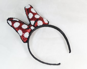 Baby sequin bow headband, Baby headbnad, Sequin Minnie Mouse bow headband, Disney themed headband, Bow headband, Girl headband, Disneyland