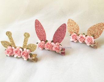 bunny ears, animal ear hair clip, tea party hair clip, bunny ear hair clip, animal hair clips, animal headband, bunny headband, animal ears,