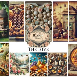 The Hive - geïnspireerd door IKandi Paper Co. AI gegenereerde kunst, Junk Journal Kit, afdrukbare digitale papers, kortstondige, plakboek, clipart