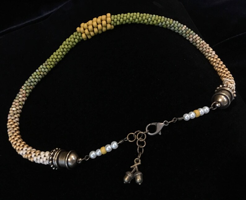 Kumihimo Choker Necklace in Golds and Olives with Embellished Etsy