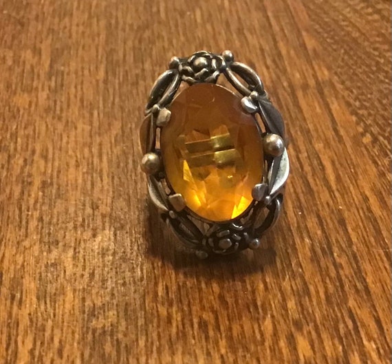 Guglielmo Cini Sterling Citrine stone or glass ri… - image 3