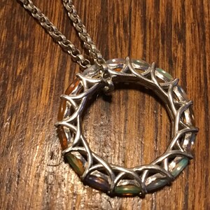 Sterling natural opal eternity pendant and chain