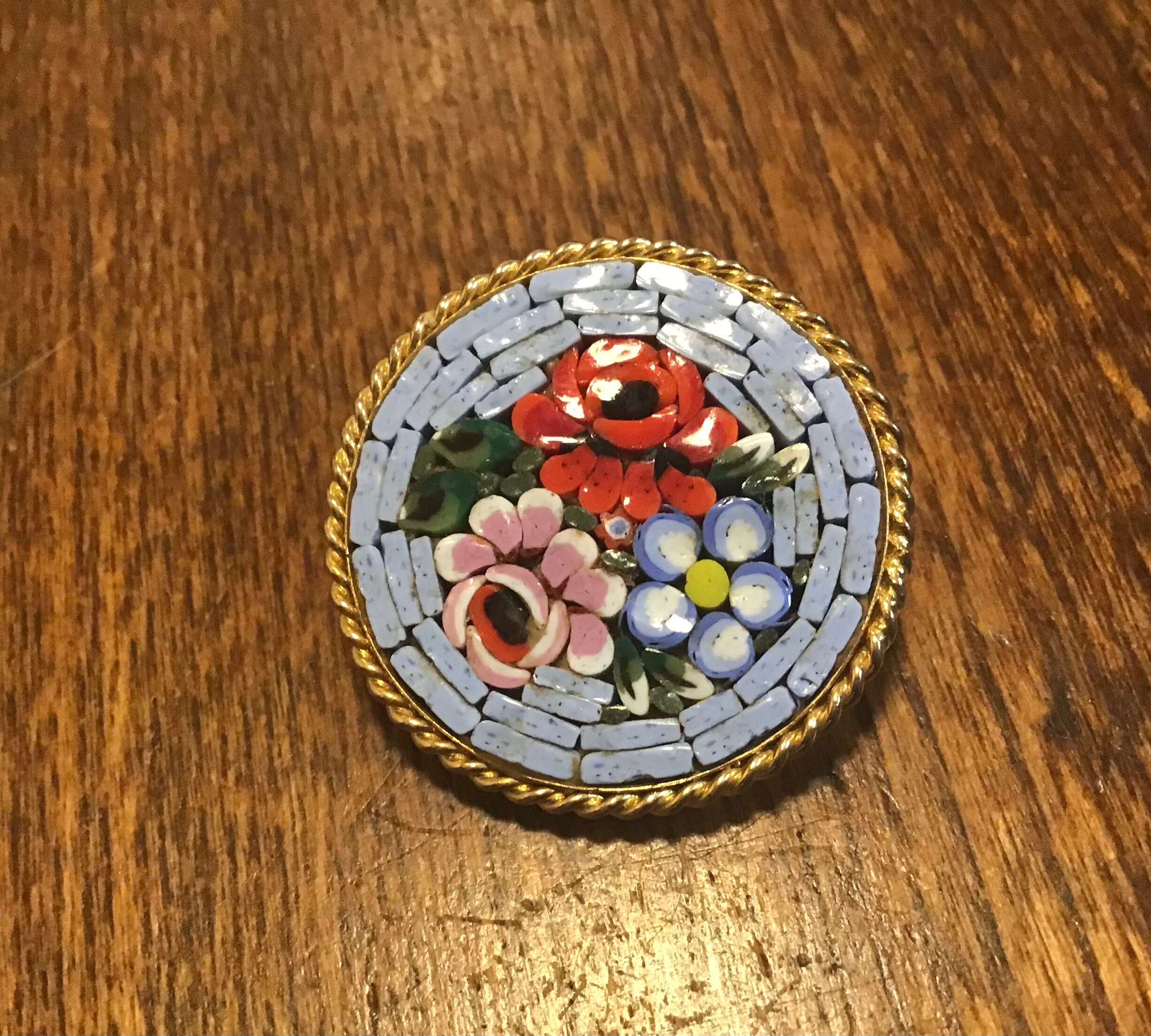 Vintage Italian Micro Mosaic Brooch - Etsy