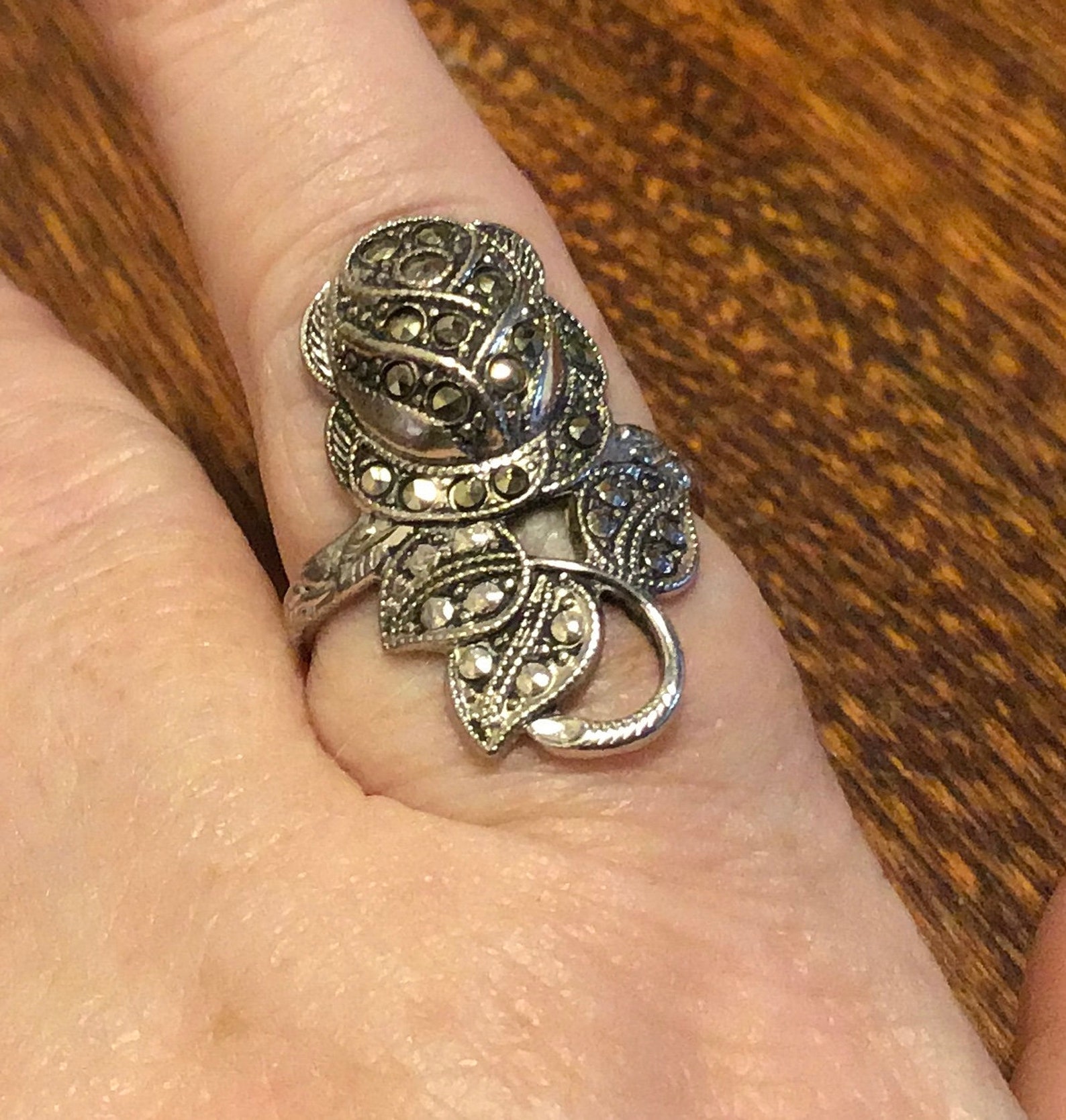 1 Vintage Sterling Marcasite Rose Ring Uncas Mfg. Co. Size 5.5 Etsy