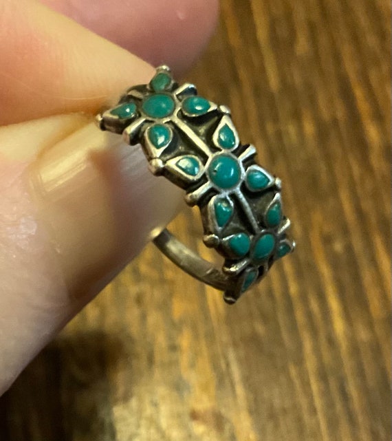 Zuni Sterling, Turquoise, Ring, Signed By The Arti