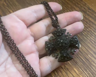 Cruz de Jerusalén con el sello Jerusalén 1000, cadena de 19 pulgadas.