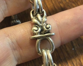 Sterling fancy heavy link bracelet 7.5 inches