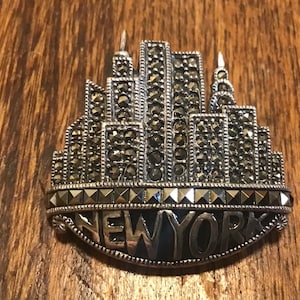 Sterling Marcasite Judith Jack New York Brooch
