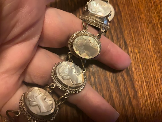 ヴィンテージ カメオ ブレスレット、マザー オブ パール 800 シルバー