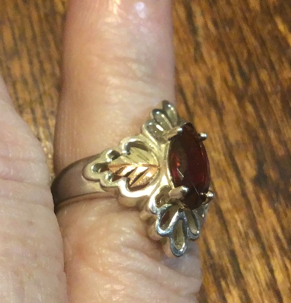 Sterling silver 12k  garnet Black Hills style rin… - image 2