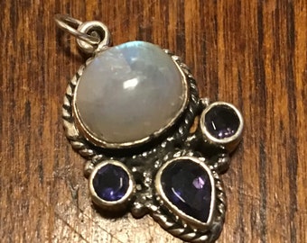 Sterling moonstone iolite pendant