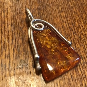 Sterling amber vintage pendant