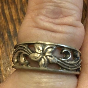 Flower band ring vintage sterling silver size 7