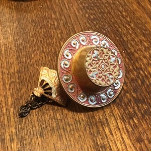 Vintage Damascene Sombrero Scarf Pin Marked Spain - Rare