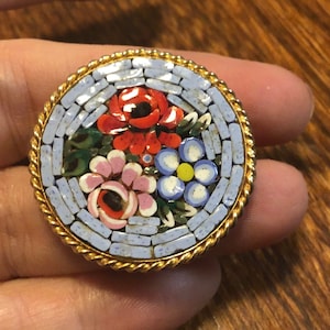 Vintage Italian Micro Mosaic Brooch
