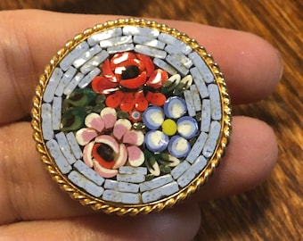 Vintage Italian Micro Mosaic Brooch