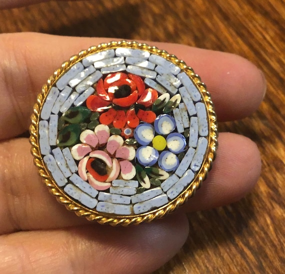 Micro mosaic brooch deals