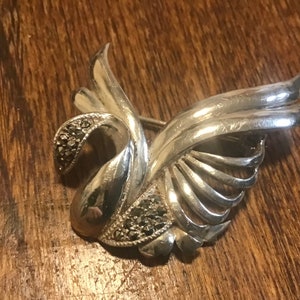 Sterling Marcasite Swan Brooch