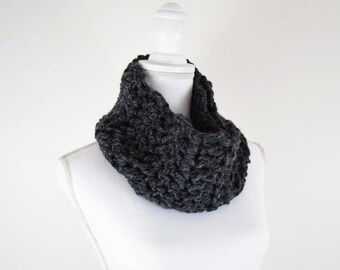 Chunky Knit Cowl Scarf / wool blend cowl, herringbone design neck warmer, soft scarf, tube infinity scarf neckwarmer
