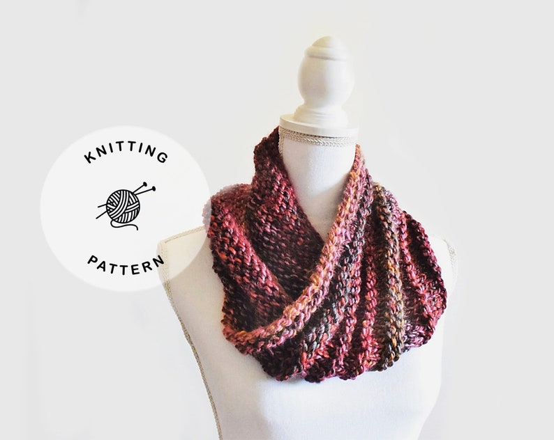 KNITTING Cowl Pattern / beginner cowl knitting pattern, easy knitting, instant download, digital pdf scarf pattern Eclectic Waves image 1