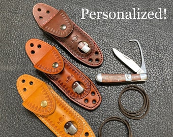 CUSTOM! - Equestrian Knife with Leather Billet Sheath / Case / Holster - Hoof Pick