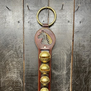 IN STOCK! -  Sleigh / Jingle Bells Door Hanger Solid Brass Holiday Gift Chimes / Brown Black
