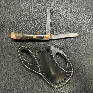 IN STOCK! - Folding Pocket Knife with Pancake Knife Sheath / Black Copper
