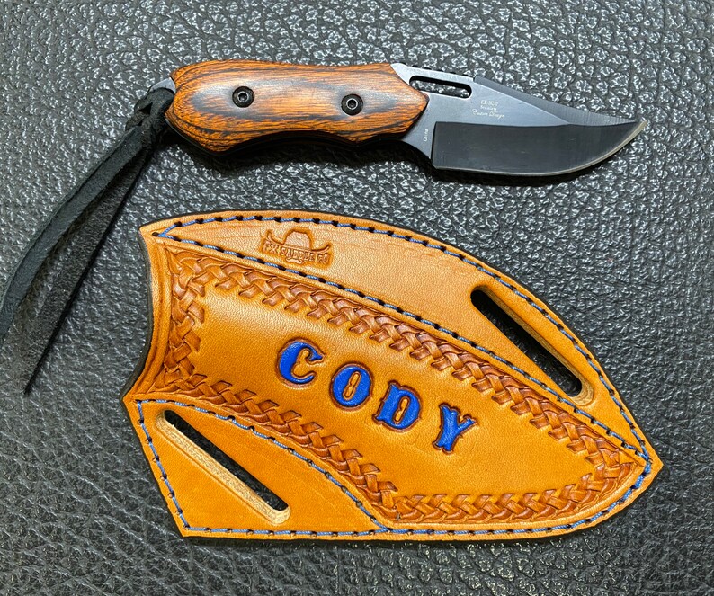 CUSTOM Pancake Knife Sheath With Wood Knife Crossdraw Etsy